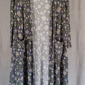 LuLaRoe Sarah Women's Cardigan Purple With Pockets Size XS (Floral Pattern)
